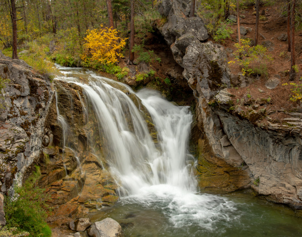 Beautiful waterfall on the Peter Skene Ogen hike.  Fall hikes near Bend.
