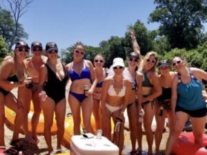 Bachelorette party floating the river