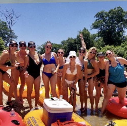 Bachelorette party floating the river